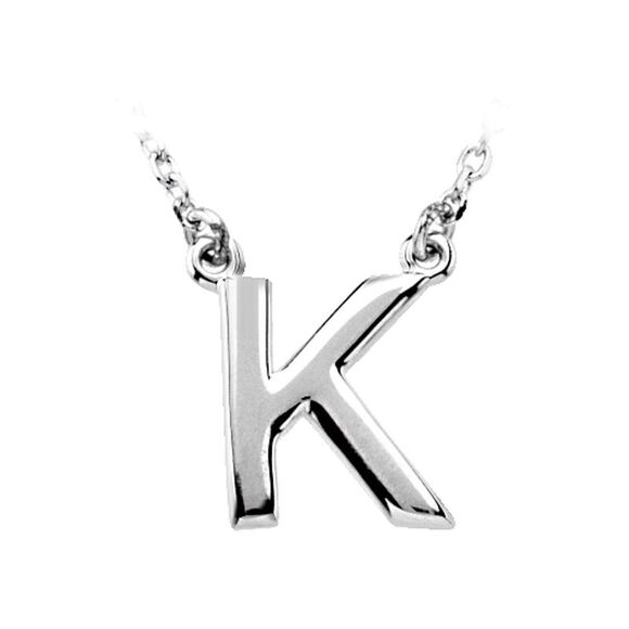 14K White Gold, Kendall Collection, Block Initial K Necklace, 16 Inch - Picture 1 of 4